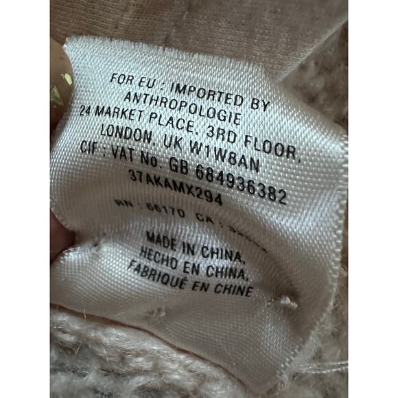 Anthropologie HWR mohair wool cardigan shawl blush lined fuzzy sz s - Picture 11 of 16